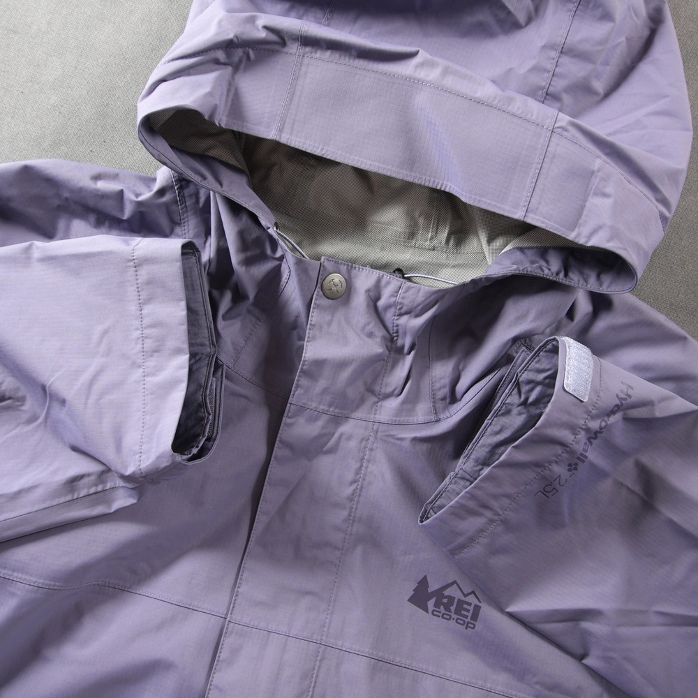 REI HydroWall 2.5L Long Waterproof Hooded Women Jacket Windbreaker XXL Purple